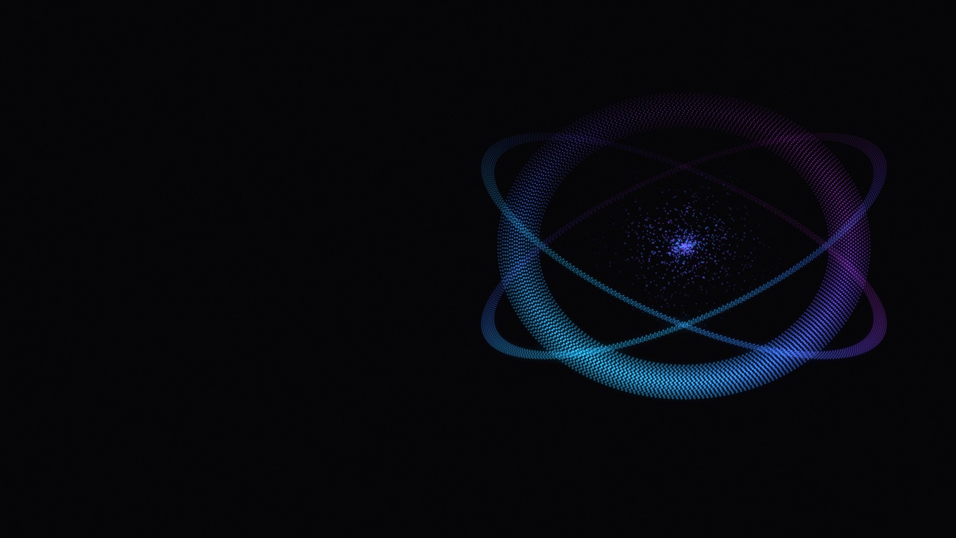 Orbite di luce blu e viola su fondo nero