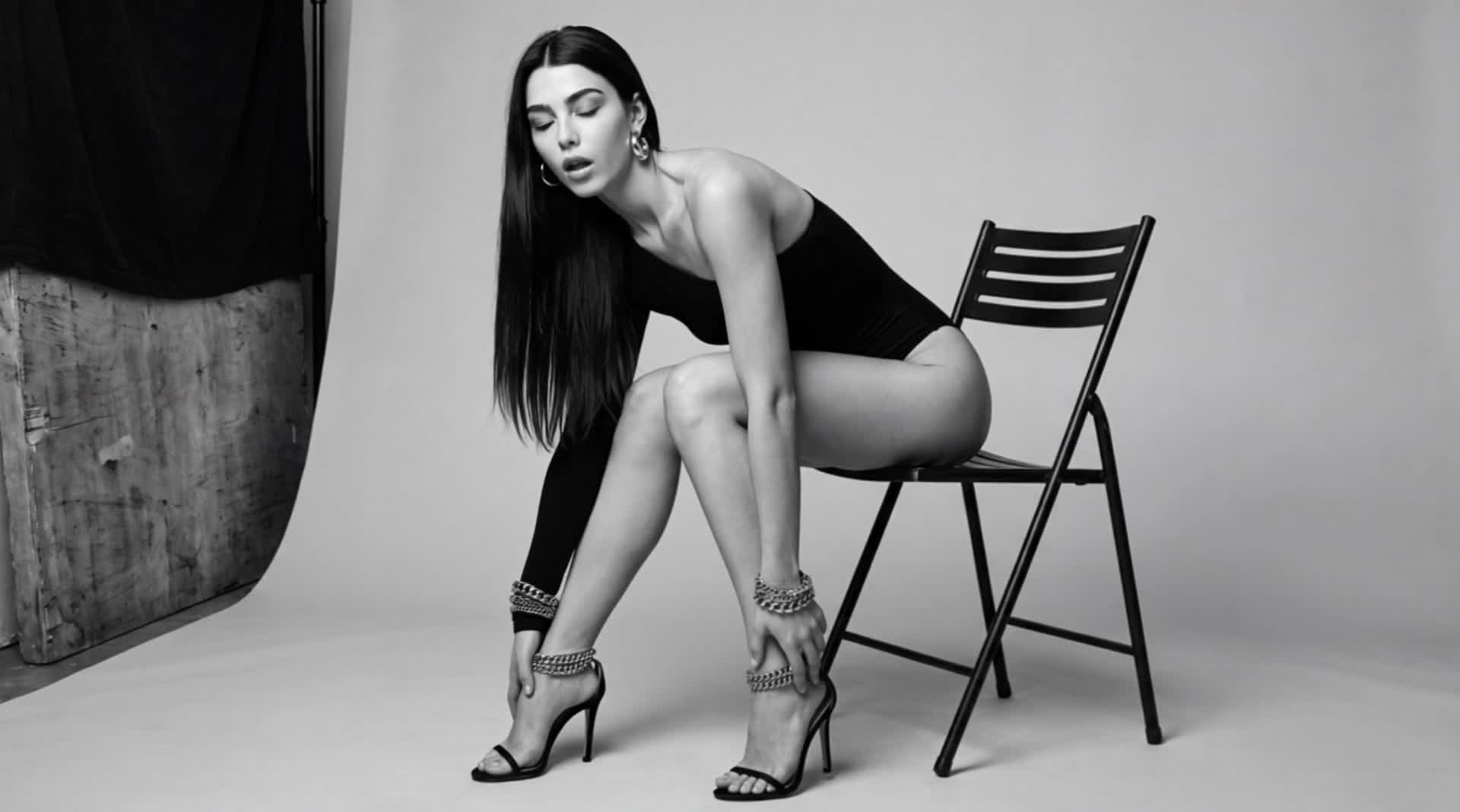 Servizio fotografico di moda in bianco e nero